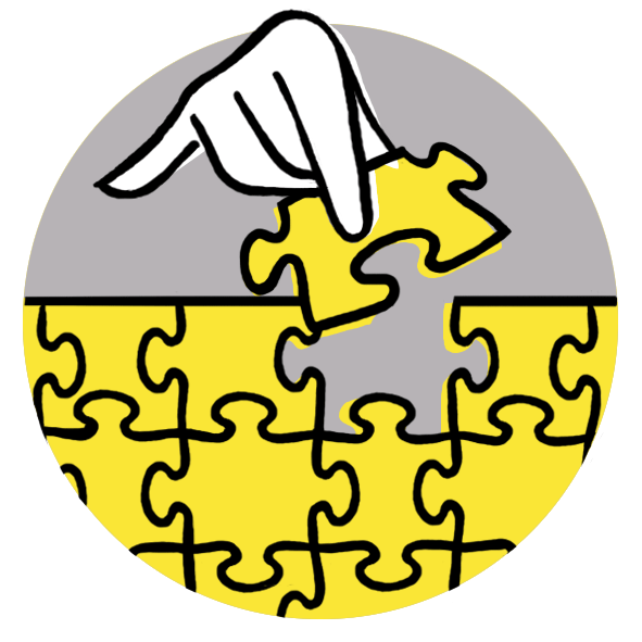 getekend icoon voor de spelcategorie puzzels van Spelplus, puzzels zijn een heerlijke bezigheid voor ouderen met of zonder dementie en stimuleren het brein