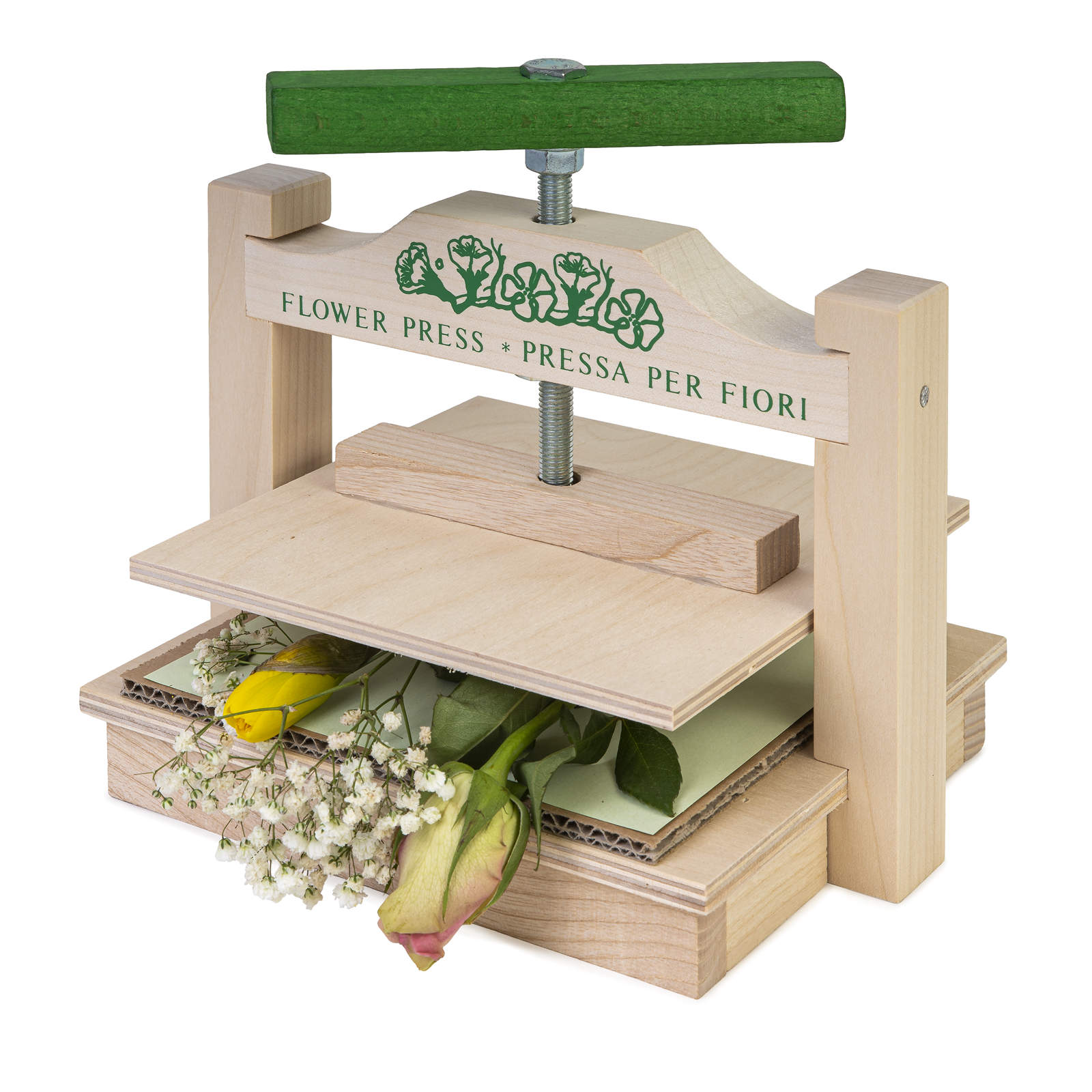 Bloemenpers XXL – Grote houten pers voor bloemen en bladeren, ideaal voor creatieve therapie bij senioren.