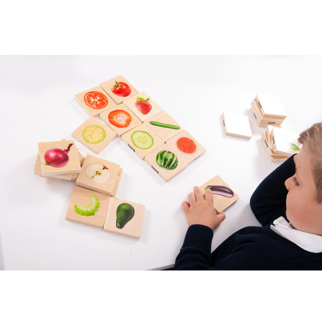 Holz-Memo - Welche Gemüse und Obst gehören zusammen