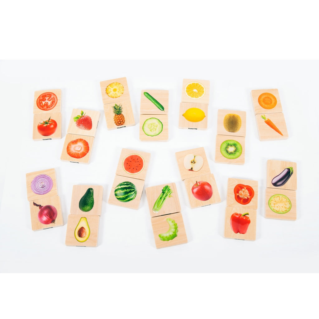 Holz-Memo - Welche Gemüse und Obst gehören zusammen
