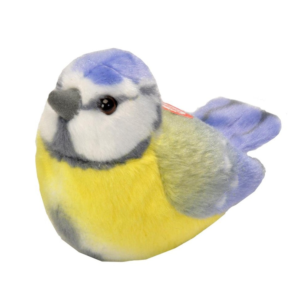 Pluche Blauwmees – Zachte knuffelvogel met authentiek geluid, bevordert comfort en activering voor senioren.