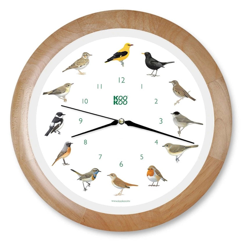 Zangvogels Kwartsuurwerk – Houten wandklok met vogelgeluiden, creëert een rustgevende en nostalgische sfeer voor ouderen.