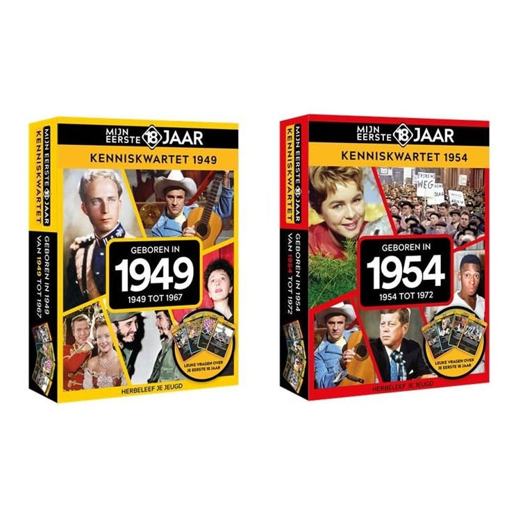 Afbeeelding van het spel Mijn Eerste 18 Jaar Kenniskwartet België - Speel en Herbeleef Jeugdherinneringen, speciaal geselecteerd  voor ouderen met dementie.