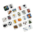 Overizchtsfoto van "Wat hoort bij wat?"een geheugen- en associatiespel dat herkenning en activering stimuleert voor senioren.