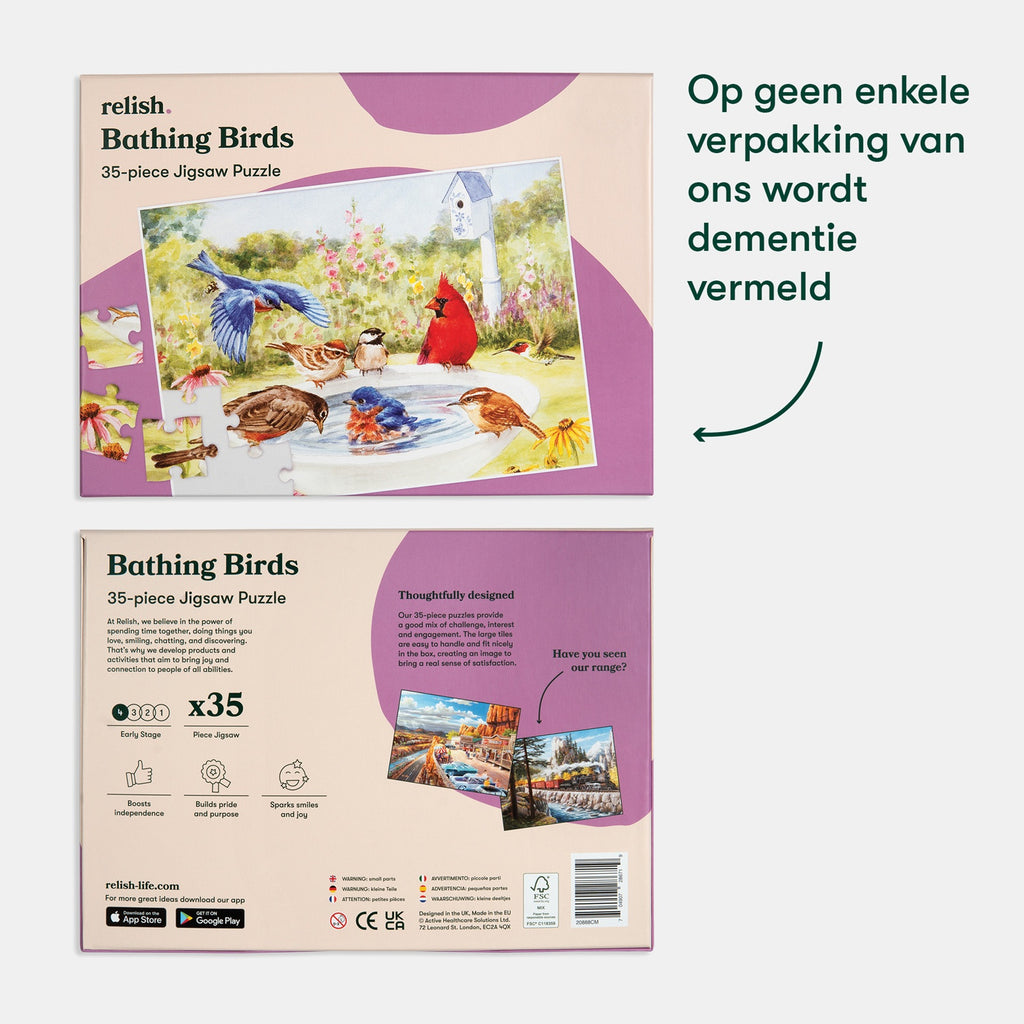 Puzzel - Vogeltjes in bad - 35 stukjes